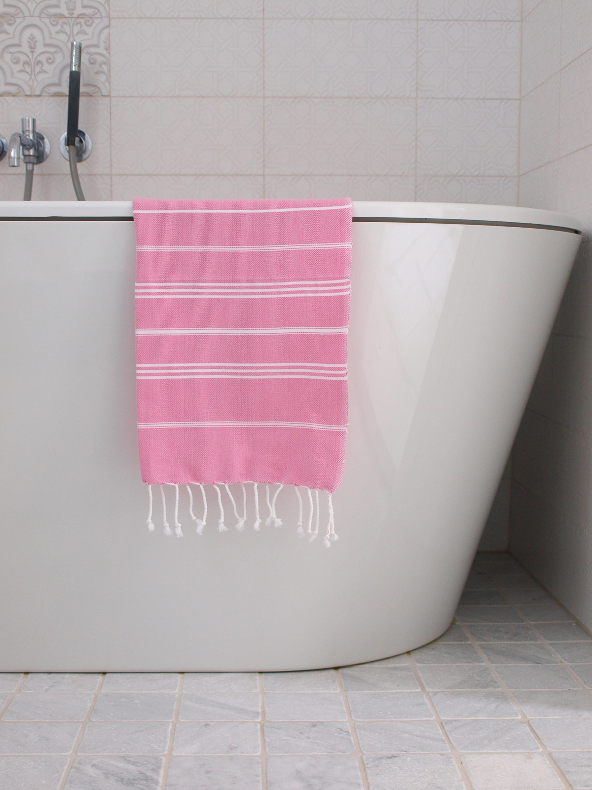 asciugamano hammam rosa sorbetto/bianco